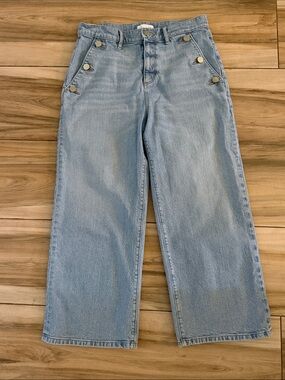 Loft Sailor Blue Wide-Leg cropped jeans